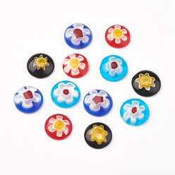 Mixed Color Handmade Millefiori Glass Cabochons, Half Round/Dome, Mixed Color, 10x3mm