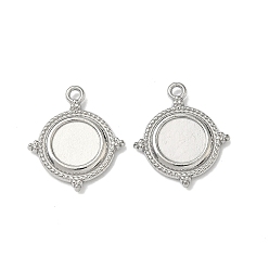 Нержавеющая Сталь Цвет 304 Настройки кабошон из нержавеющей стали кулон, плоско-круглые, цвет нержавеющей стали, лоток : 8 мм, 18.5x16x2 мм, отверстие : 1.6 мм