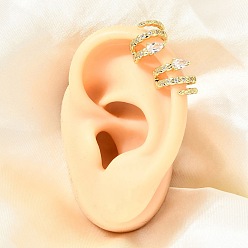 Clear Brass Micro Pave Cubic Zirconia Cuff Earrings for Women, Teardrop, Rack Plating, Long-Lasting Plated, Cadmium Free & Lead Free, Real 18K Gold Plated, Clear, 12.5x12x11mm