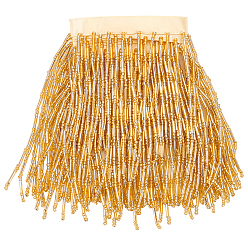 Светло-хаки 1 отделка из полиэстерового кружева с кисточками из стеклянных бусин, бахрома, для одежды, украшение занавеса, светлый хаки, 3-7/8 дюйм (97 мм), около 1 двор (0.91 м)/комплект