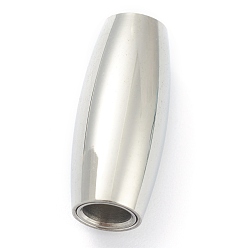 Stainless Steel Color Tarnish Resistant 304 Stainless Steel Magnetic Clasps with Glue-in Ends, Column, Stainless Steel Color, 18x8mm, Hole: 3.5mm