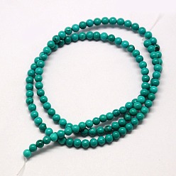 Turquoise Natural Magnesite Beads Strands, Dyed, Round, Turquoise, 12mm, Hole: 1mm, about 35pcs/strand, 15.74 inch