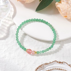 Зеленый Авантюрин Природный зеленый авантюрин стрейч браслеты, круглые, внутренний диаметр: 2-1/4 дюйм (5.7 см), бусины : 4 мм