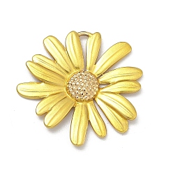 Желтый 304 подвеска из нержавеющей стали, окрашенная распылением, прелести маргаритки, реальный 18 k позолоченный, вакуумное покрытие pvd, долговечный, желтые, 24x25x2 мм, отверстие : 5x1 мм