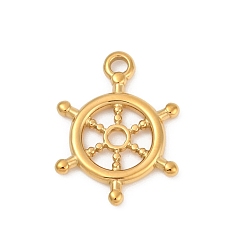 Настоящее золото 14K 304 подвески из нержавеющей стали, ионное покрытие (ip), Шлем прелести, реальный 14 k позолоченный, 20x15.5x2 мм, отверстие : 1.8 мм