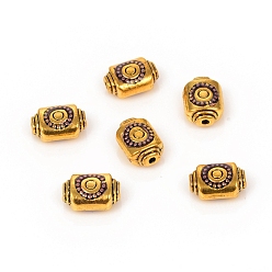 Purple Alloy Enamel Beads, Rectangle with Spot Pattern, Antique Golden, Purple, 12.5x9x5.5mm, Hole: 1.6mm