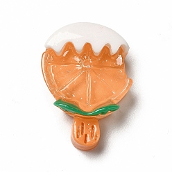 Оранжевый Кабошоны из полупрозрачной смолы, имитация еды, декодирование, играть в еду, лед на палочке, темно-оранжевый, оранжевые, 26.5x18.5x8 мм
