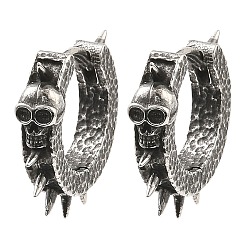 Skull Серьги-кольца из антикварного серебра 316 из хирургической нержавеющей стали, череп, 18x21x4.5 мм