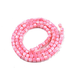 Pink Natural Freshwater Shell Beads Strands, Dyed, Column, Pink, 3.5x3.5mm, Hole: 0.8mm, about 110~113pcs/strand, 14.69 inch~15.08 inch(37.3~38.3cm)