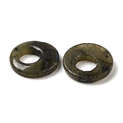 Labradorite Natural Labradorite Pendants, Donut/Pi Disc Charms, 27.5~28x4.5~5.5mm