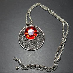 Красный Винтажные готические подвески в виде дисков из сплава стекла с текстурой, античное серебро, красные, 19.69 дюйм (50 см)