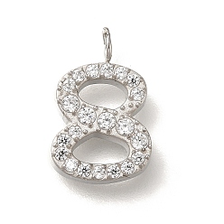 Нержавеющая Сталь Цвет 304 микро нержавеющей стали прокладывать Цирконом подвески, числовые прелести, цвет нержавеющей стали, 13.5x8.5x3 мм, отверстие : 2 мм