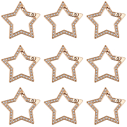 Light Gold 10 шт. цинковый сплав, кристаллы, стразы, пружинные затворные кольца, звезда, золотой свет, 36x37.5x3.5 мм