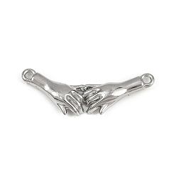 Нержавеющая Сталь Цвет 304 кулон из нержавеющей стали, рука об руку очарование, анти-тускнение, цвет нержавеющей стали, 13x36.5x4 мм, отверстие : 1.6 мм