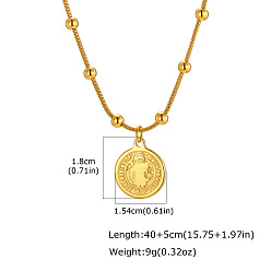 Oro Religión 304 collares con colgante de moneda de San Benito de acero inoxidable, dorado, 15.75 pulgada (40 cm)