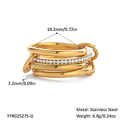 Chapado en Oro Real 18K 304 anillos de dedo de acero inoxidable para mujer, anillos apilables, real 18 k chapado en oro, diámetro interior: 18.2 mm