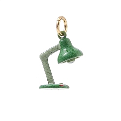 Vert Laiton émail pendentifs, breloques pour lampe de table, or, verte, 17x13x9mm, Trou: 4mm