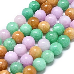 (52) Непрозрачная лаванда Натуральный Malaysia нефритовые бусы пряди, окрашенная и подогревом, круглые, разноцветные, 10 мм, отверстие : 1.2 мм, около 39 шт / нитка, 14.96 дюйм (38 см)