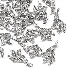 Platinum SHEGRACE Brass Pave Clear Cubic Zirconia Pendants, Goldfish Charms, Cadmium Free & Nickel Free & Lead Free, Long-Lasting Plated, Platinum, 20x12x4mm, Hole: 3.5mm