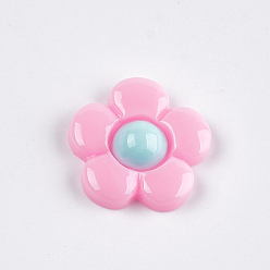 Ярко-Розовый Кабошоны из смолы, цветок, ярко-розовый, 20x20~21x5~6 мм
