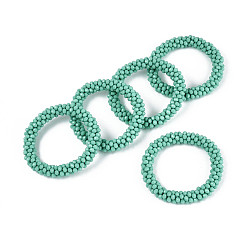 Средний Бирюзовый Граненые непрозрачные стеклянные бусины эластичные браслеты, браслеты-торсады для мужчин и женщин, рондель, средне бирюзовый, внутренний диаметр: 2 дюйм (5 см)