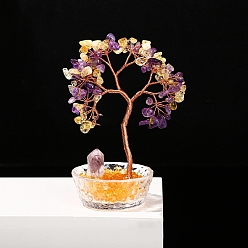 Аметрин Елочные украшения из натуральной крошки аметрина, Медная проволока, энергетический камень по фен-шуй, подарок для украшения домашнего рабочего стола, 135 мм