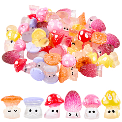 (52) Непрозрачная лаванда 48 шт 6 стили кабошоны из непрозрачной смолы, гриб, разноцветные, 13~19x12~16.5x11.5~15 мм, 8 шт / стиль