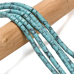 Синтетическая Бирюза Синтетических нитей бирюзовые бусы, диск, Heishi бусы, 3x2.5 мм, отверстие : 0.6 мм, около 148 шт / нитка, 15.31'' (38.9 см)