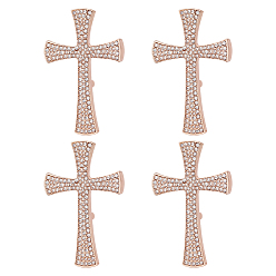 Розовое Золото 4 шт. крестообразные значки со стразами для лацканов, значок из сплава для рюкзака, розовое золото , 63x44 мм