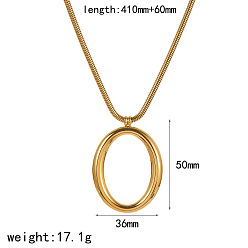 Настоящее золото 18K Овальные 304 из нержавеющей стали кулон ожерелье, реальный 18 k позолоченный, 16.14 дюйм (41 см)