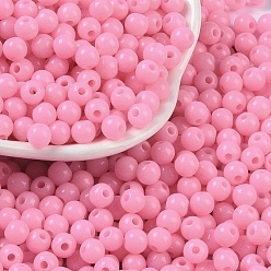 Бледно-Розовый Непрозрачные акриловые бусины, круглые, розовый жемчуг, 5x4 мм, отверстие : 1.6 мм, Около 12500 шт / 500 г