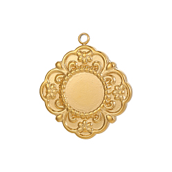 Настоящее золото 18K Цветок настройки подвески кабошон 304 из нержавеющей стали, ионное покрытие (ip), реальный 18 k позолоченный, 21x19 мм, Размер лотка: 8 мм