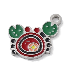 Stainless Steel Color 304 Stainless Steel Enamel Charms, Crab Charm, Stainless Steel Color, 14.5x14.5x1.5mm, Hole: 1.8mm