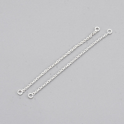 Серебро Соединители звеньев цепи латуни, без кадмия, без никеля и без свинца, серебряный цвет гальваническим, 55x1x1 мм, отверстие : 1.6 мм