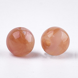 Dark Salmon Acrylic Beads, Imitation Gemstone Style, Round, Dark Salmon, 8x7.5mm, Hole: 1.6mm, about 1850pcs/500g