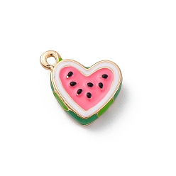 Арбуз Сплав эмали прелести, золотые, сердце арбуз, 12.5x13.5x4.5 мм, отверстие : 1.4 мм