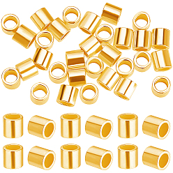 Golden 50Pcs 925 Sterling Silver Crimp Beads, Tube, Golden, 2x2mm, Hole: 1mm
