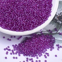 (RR1340) Dyed Silverlined Fuchsia Миюки круглые бусины рокайль, японский бисер, 11/0, (rr 1340) окрашенная серебристая фуксия, 11/0, 2x1.3 мм, Отверстие : 0.8 мм , около 5500 шт / 50 г