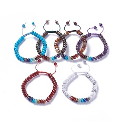 Смешанные камни Регулируемые нейлоновые шнур плетеный браслеты из бисера, с бусинами из смешанного природного и синтетического камня и фурнитурой из сплава, 2-1/8 дюйм ~ 2-3/4 дюйм (5.3~7.1 см)