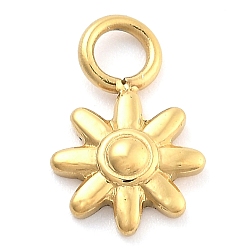 Настоящее золото 14K Ионное покрытие (ip) 304 брелоки из нержавеющей стали, цветочный шарм, реальный 14 k позолоченный, 11x7.5x2 мм, отверстие : 2.5 мм