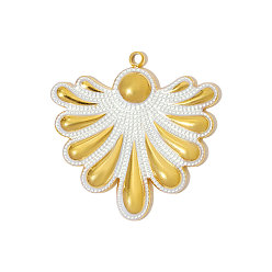 Настоящее золото 18K 304 подвески из нержавеющей стали с белой эмалью, фанатские прелести, ионное покрытие (ip), реальный 18 k позолоченный, 25x25 мм