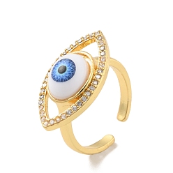 Озёрно--синий Открытое кольцо-манжета с кубическим цирконием и акрилом, настоящие позолоченные украшения из латуни для женщин, без кадмия и без свинца, Плут синий, размер США 18 (6 мм)