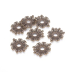 Античная Бронза Коннекторы тибетского стиля, без свинца и без кадмия, цветок, 34.5x28x1.5 мм, отверстие : 1.5 мм, отверстие : 1.5 мм, античная бронза, 34.5x28x1.5 мм, отверстие : 1.5 мм