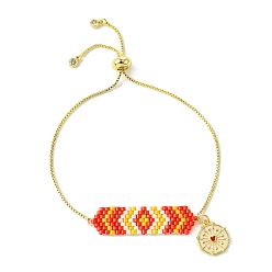 Золотой Женские браслеты-слайдеры в форме цилиндра с бисером и латунным сердцем в виде коробочки-цепочки, золотые, 9-7/8 дюйм (25 см)