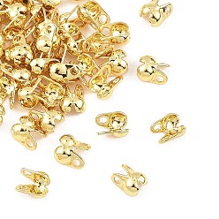 Real 18K Gold Plated SHEGRACE Brass Bead Tips, Calotte Ends, Cadmium Free & Lead Free, Clamshell Knot Cover, Real 18K Gold Plated, 4x2.5x3mm, Hole: 0.8mm, Inner Diameter: 1.8mm
