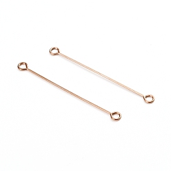 Rose Gold Ion Plating(IP) 304 Stainless Steel Eye Pins, Double Sided Eye Pins, Rose Gold, 36x0.6mm, Hole: 1.5mm
