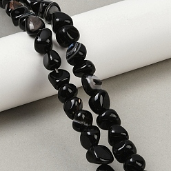 (946F)Морозный цвет внутри  Жонкиль / Непрозрачная зеленая подкладка Натуральный черный агат бисер нитей, окрашенная и подогревом, упавший камень, самородки, 7~11x7~13 мм, отверстие : 0.8~1 мм, около 38 шт / нитка, 15.35 дюйм (39 см)