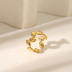 Oval 304 из нержавеющей стали Манжета кольца для женщин, реальный 18 k позолоченный, овальные, 9.9 мм, внутренний диаметр: 18.2 мм