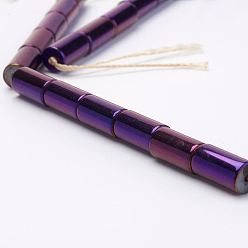 С Фиолетовым Покрытием Электролитические магнитные синтетические гематитовые нити, колонка, класс А, с фиолетовым покрытием, 6.5x12 мм, отверстие : 1 мм, около 31 шт / нитка, 15.74 дюйм