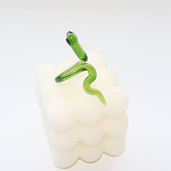 Желто-Зеленый Змея прозрачные стеклянные манжеты кольца, желто-зеленый, размер США 7 1/4 (17.5 мм)